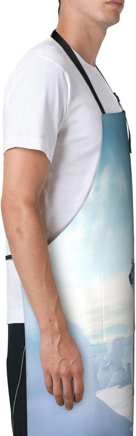 polar bear print Waterproof apron with pocket adjustable cooking apron for adult kitchen bibs to bake