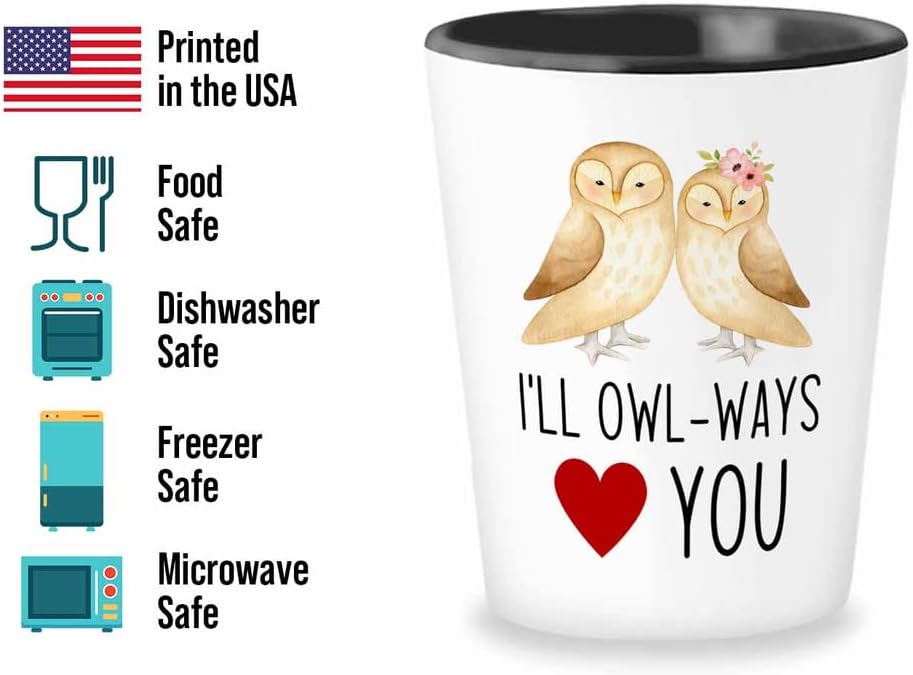 Bird Lover Shot Glass 1.5oz - I'll owl-ways love you - Hummingbird Nes