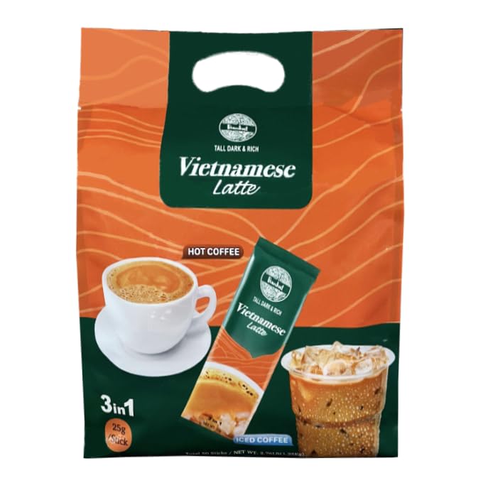Beanhut's Vietnamese Latte, Instant Coffee Mix, 3 in 1 Coffee Mix, 25g x 50 sticks(2.75 lb)