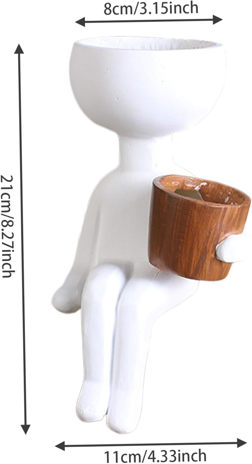 Face Planter, Resin Head for Indoor Plants Small Pots Waterproof Resin