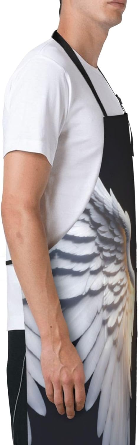 Angel Wing print Waterproof chef's apron with pocket apron for kitchen cooking baking barbecue and gardening