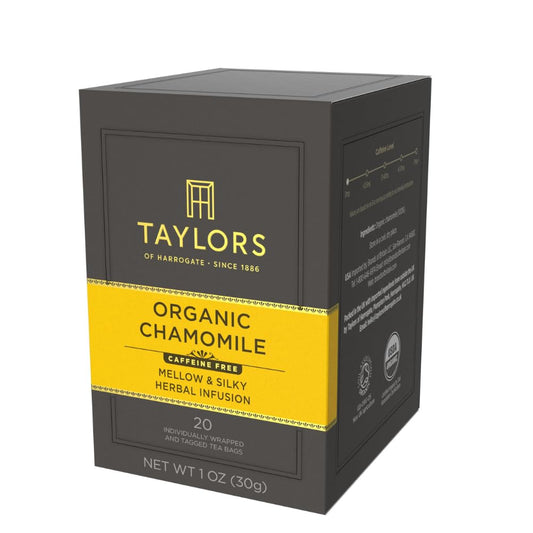 Taylors of Harrogate Organic Chamomile Herbal Tea, Individually Wrapped Bags, 20 Count (Pack of 1), Mellow, Silky & Soft, Caffeine-Free, Enjoy Hot or Iced, 20 Teabags