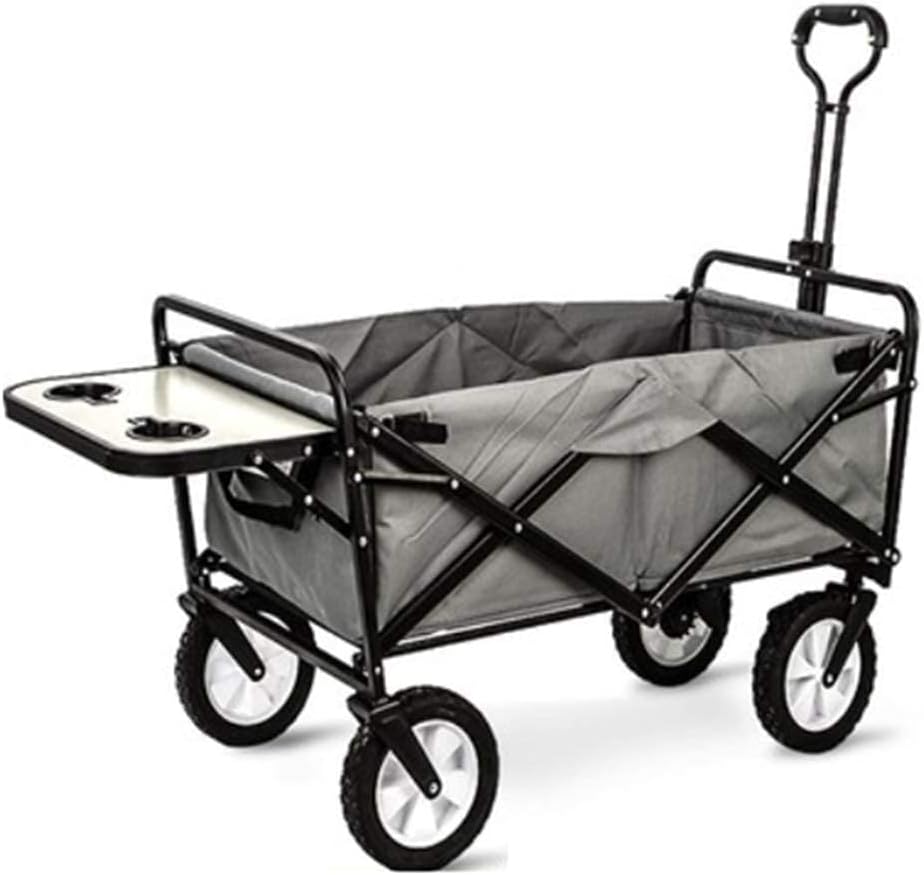 Foldable Garden Trolley Cart Heavy Duty 600D Waterproof Fabric Plastic Wheel Used for Supermarket Shopping,and for The Beach Outdoor BBQ,Gray