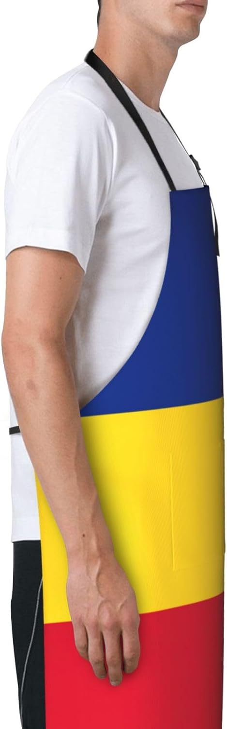 Flag of Romania print Waterproof chef's apron with pocket apron for kitchen cooking baking barbecue and gardening