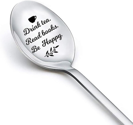 Drink Tea Read Books Spoon for Tea Lover Friend Birthday Graduation Ch