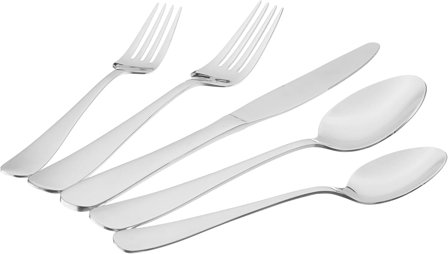 Amazon Basics Silverware Set, Stainless Steel Flatware, Dishwasher Saf