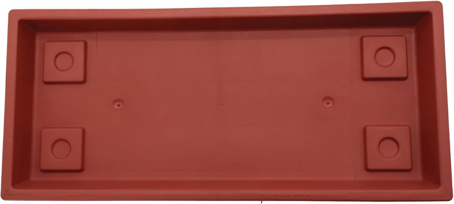 The HC Companies Venetian Rectangular Plant Tray - Lightweight Plastic Plant Saucer - Plant Drip Trays for Drainage -UV Resistant Pot Saucer for Indoor & Outdoor Use (23.5" Clay, Pack of 1)