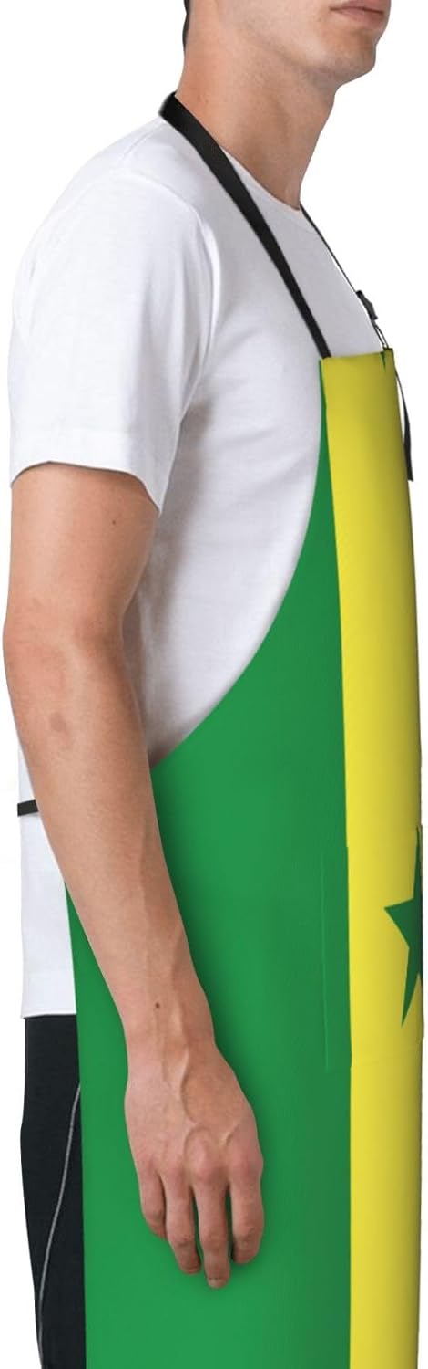 Flag of Senegal print Waterproof chef's apron with pocket apron for kitchen cooking baking barbecue and gardening