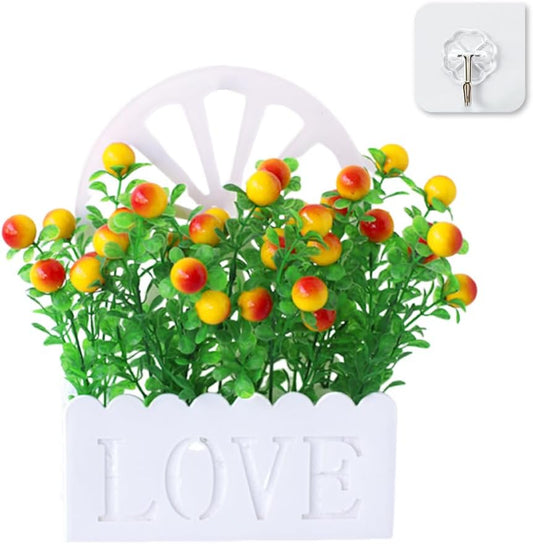 Wall-Mounted Hanging Planters with Artificial Fruits Set, Artificial O