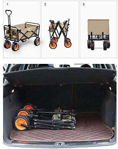 Folding Trolley Cart Folding Wagon Garden Trolley Capacity 60 Kg Portable Garden Cart with 4 Wheels for Transport Garden Tools Pets Travel Camping Concerts Beaches (Red)