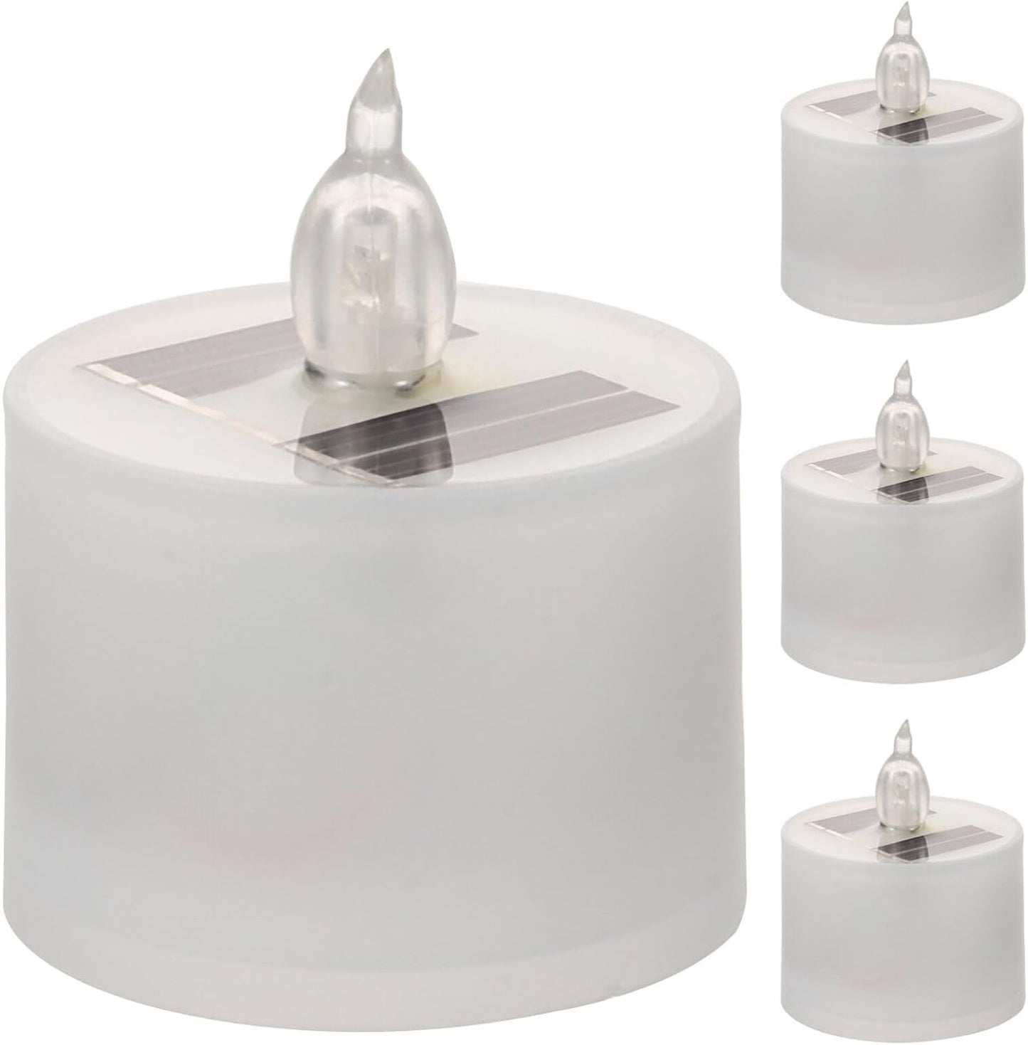 Uonlytech 4pcs Solar Tea Lights Outdoor Waterproof Dusk to Dawn Lighting Reusable LED Tea Light Candles Flickering Flameless Candle Lights for Lantern Garden Camping