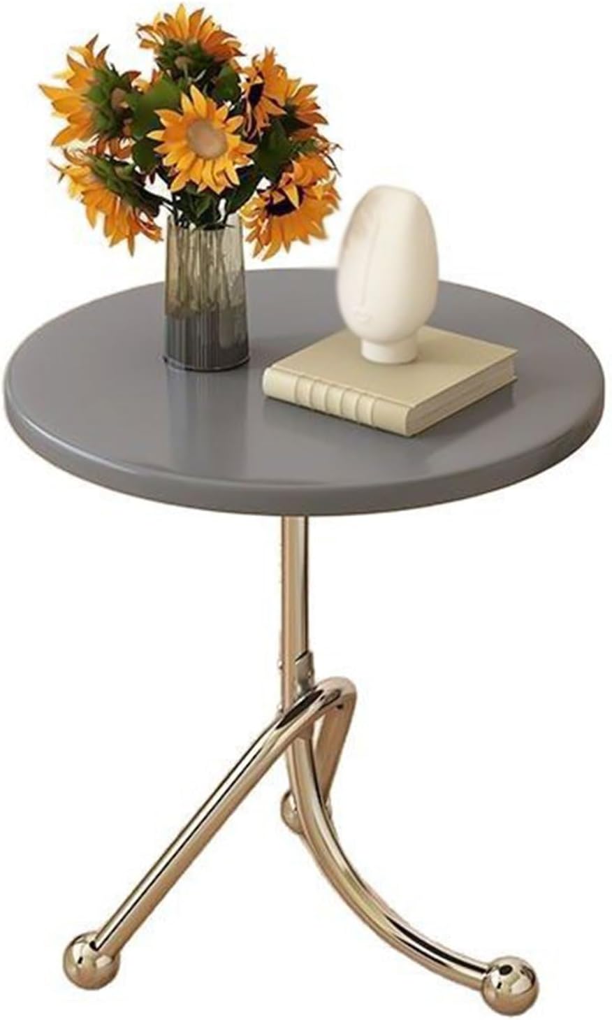 End Table, Small Round Table with Stylish Stand, Nightstand, Brown/White/Black/Grey, Round Side Table for Living Room, Bedroom Plant Stand Indoor Outdoor, Easy Assembly
