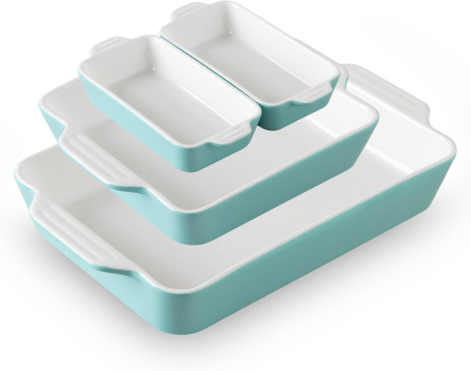 Sweejar Ceramic Bakeware Set of 4, Casserole Dishes for Oven, Rectangu