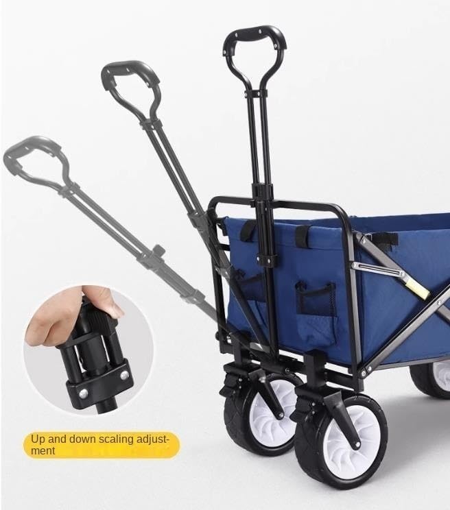 Portable Camping Cart,Heavy Duty Folding Camping Beach Garden Trolley Cart with 4 Wheels Outdoor Pull Wagon for Shopping Festivals and Camping Red