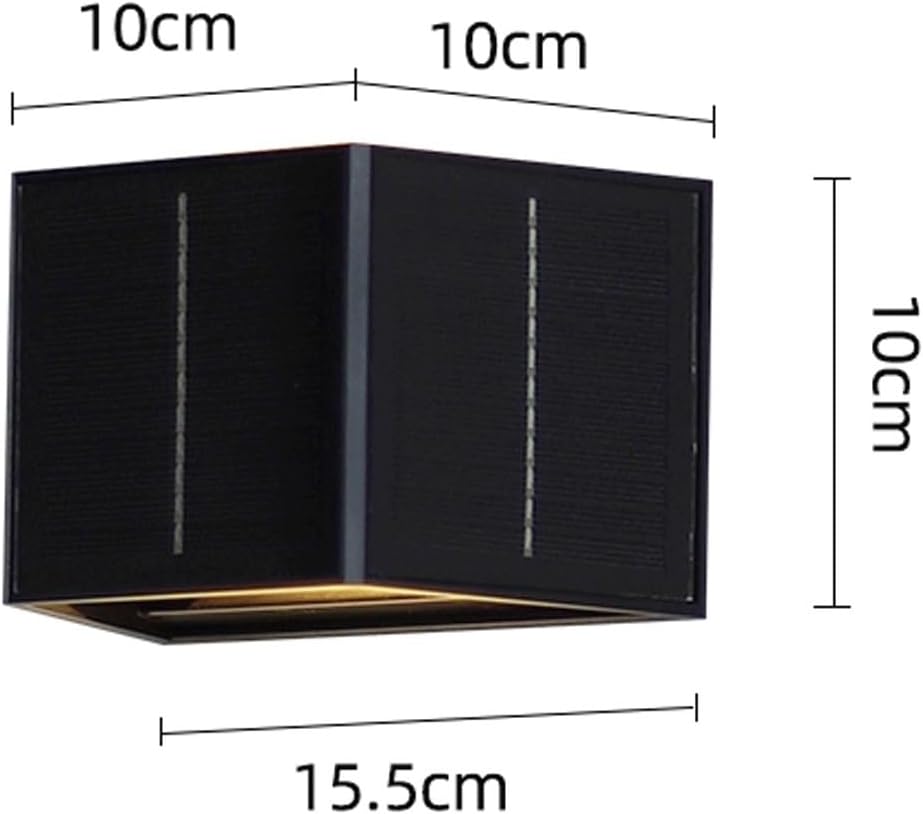 Solar Outdoor Wall Light, LED Up Down Exterior Wall Sconce, Waterproof Wireless Black Fixture, Dusk to Dawn Porch Lamp with Adjustable Lighting for Patio Garden Fence Entryway Cottage