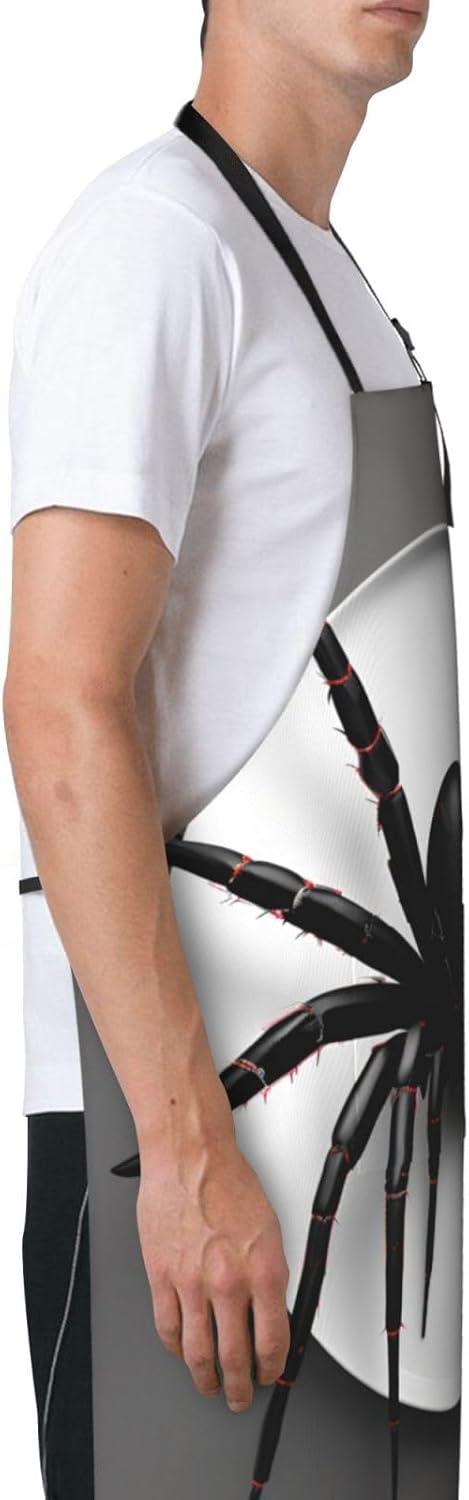Black Spider print Waterproof chef's apron with pocket apron for kitch
