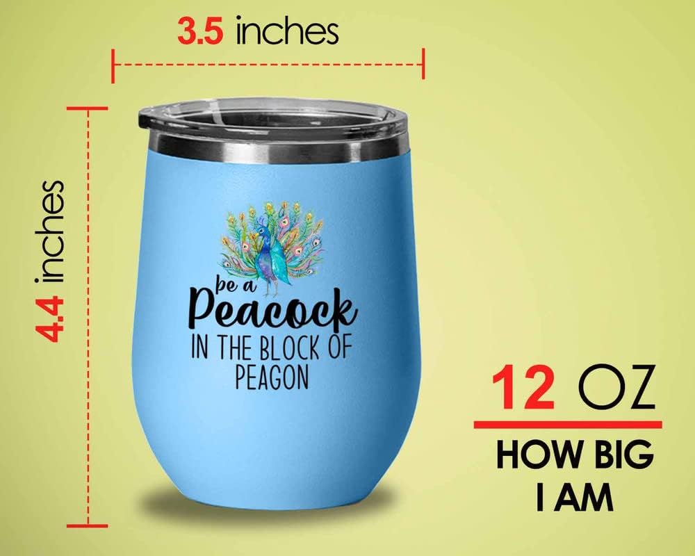 Bird Lover Blue Edition Wine Tumbler 12oz - Peacock block pgeons - Hum