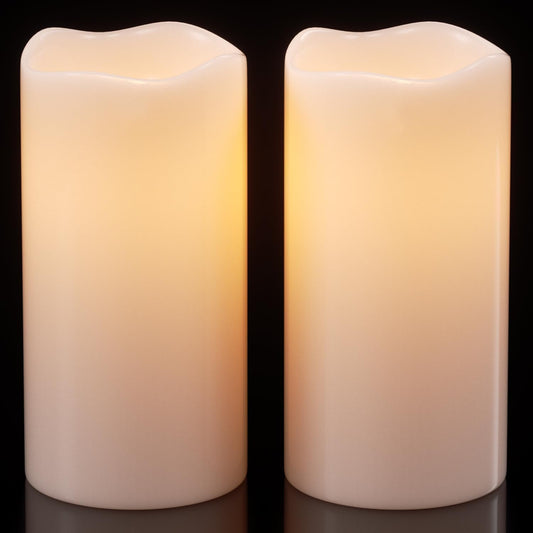 GenSwin 3” x 6 ” Outdoor Waterproof Flameless Pillar Candles with Timer, Battery Operated LED Flickering Warm Light for Outdoor Lantern, Set of 2