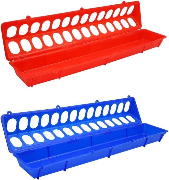 2pcs Plastic Pheasant Feeding Bucket Chicken Bird Feeder Fountain Flip-Top Poultry Quail Feeding Tool Pigeon Feeder Trough (50cm)