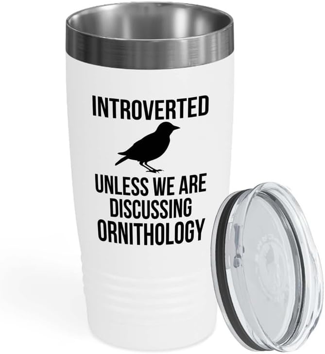 Birding White Edition Viking Tumbler 20oz - Introverted unless - Bird 