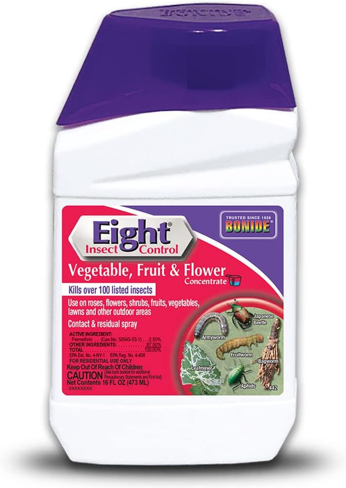 Bonide Eight Insect Control Vegetable, Fruit & Flower, 16 oz Concentrate Long Lasting Insecticide for Beetles and More