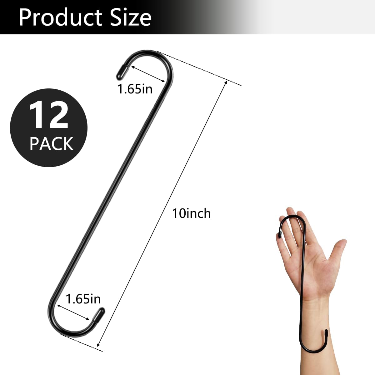 Belit 12 Pack Extra Large S Hooks, 10 inch Heavy Duty Long S Hooks for