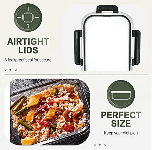 KOMUEE 10 Packs 30 oz Glass Meal Prep Containers,Glass Food Storage Co