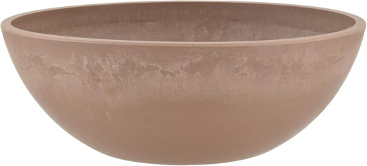 PSW Pot Collection M30TP 12-inch Plastic/Stone/Wood Composite Low Bowl Planter – No Drainage Hole (Drillable), Shallow Indoor/Outer Pot for Succulents, Bonsai, Fairy Gardens, Herbs, Taupe