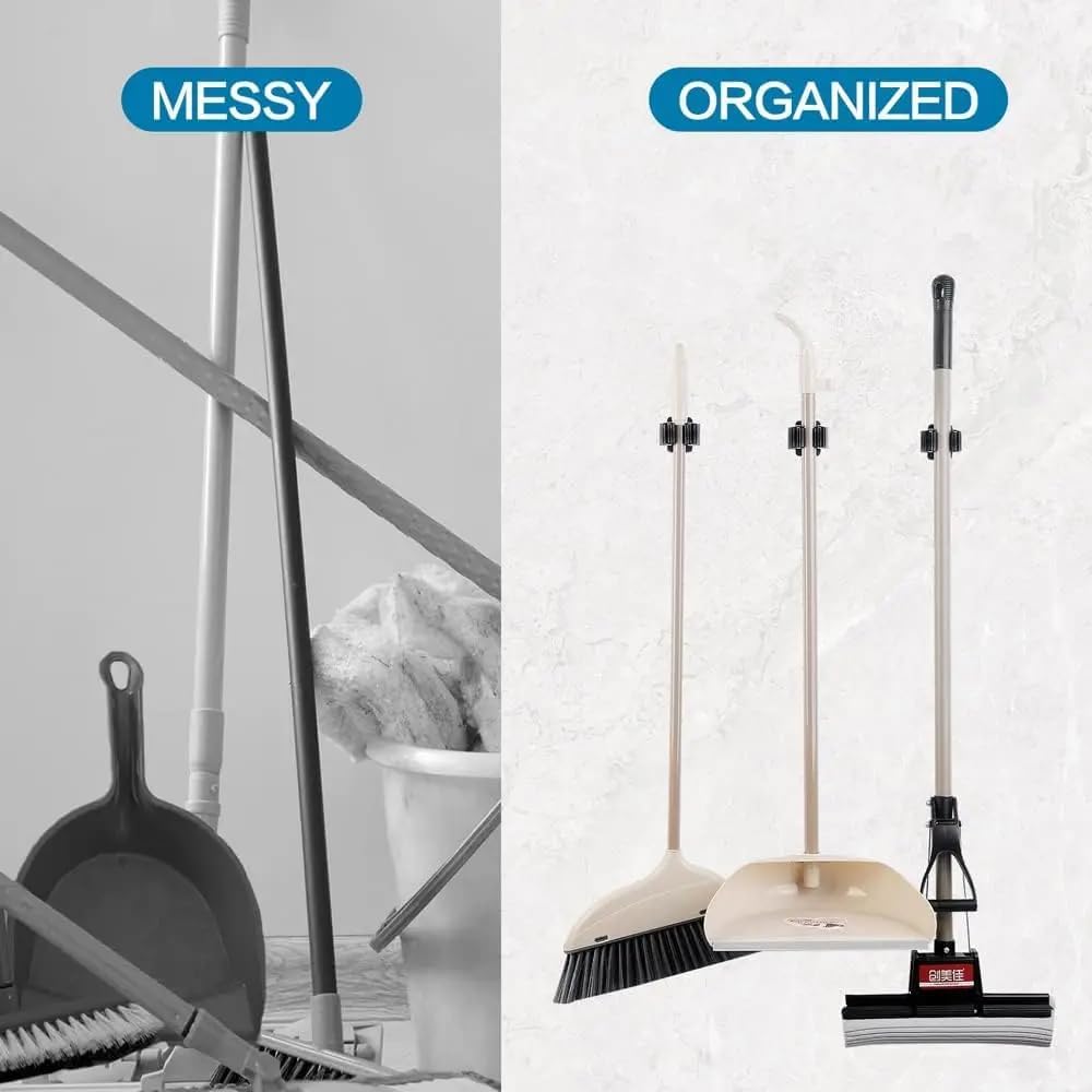 4Pcs peel and stick mop and broom holder wall mount Stainless Steel He