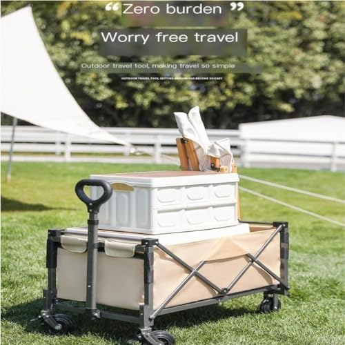 Portable Camping Cart,Folding Beach Trolley Cart for Outdoor Camping and Picnics Portable Shopping Cart with Small Pull Handle Red Color Option