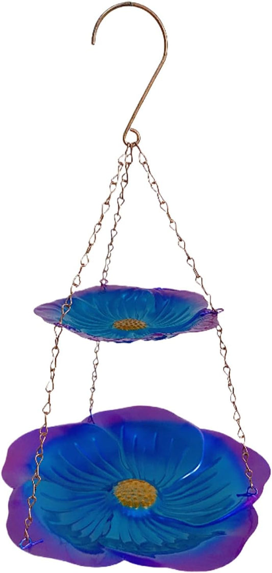Bird Feeder, Metal Weatherproof Flower-Shaped Double-Layer Tray for Feeding Birds — Balcony, Garden, Aviary, Home, Finch & Parrot Use