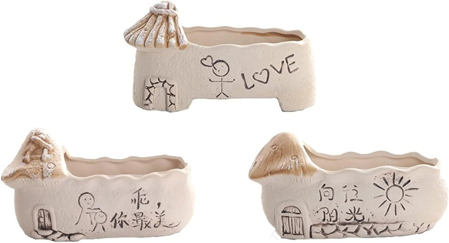 Flower Plant Pot Set of 3 Flower Pot Creative Ceramic Garden Succulent