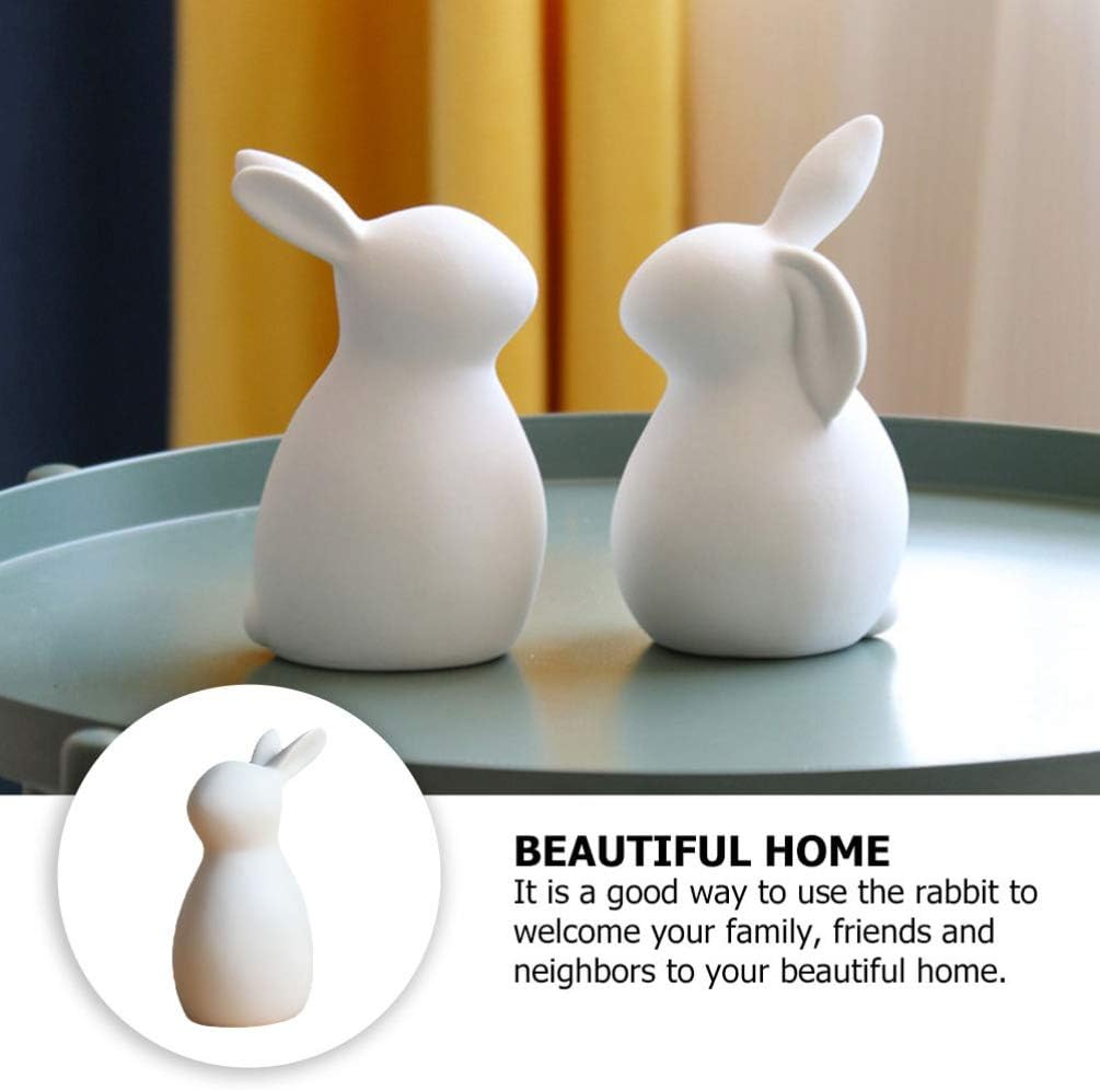 Homoyoyo Ceramic White Rabbit - Hand-Painted Ceramic Bunny Figurine El