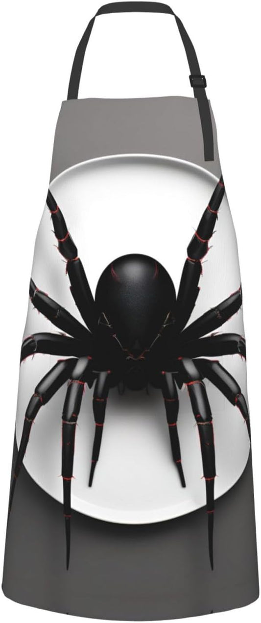 Black Spider print Waterproof chef's apron with pocket apron for kitchen cooking baking barbecue and gardening