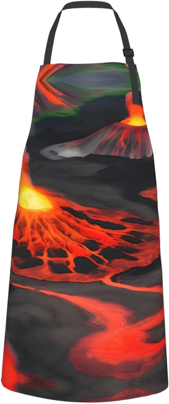 Kilauea Volcanos Print Laundry apron 28x33 In Waterproof Kitchen Apron with Pockets for Cooking Baking