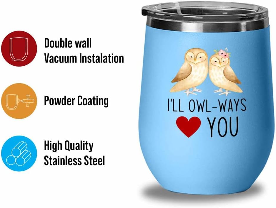 Bird Lover Red Edition Wine Tumbler 12oz - I'll owl-ways love you - Hu