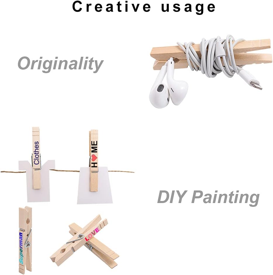 Clothes Pins Wood for Hanging Clothes,3.5 Inch【100pcs】 Heavy Duty Wood