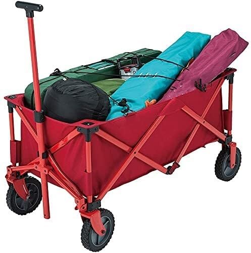 Portable Camping Cart,Foldable Outdoor Utility Wagon Cart with Adjustable Handle, Heavy Duty Garden Trolley for Beach, Sports, Shopping, 80kg Load Capacity, Removable Fabric, EAS