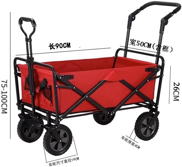 Portable Camping Cart,Portable Folding Camping Beach Trolley Cart with 4 Wheels for Outdoor Activities