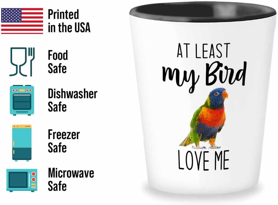 Bird Lover Shot Glass 1.5oz - Bird loves me - Hummingbird Nest Cage Parrot Dad Gardening Outdoor Birdwatcher Feeder