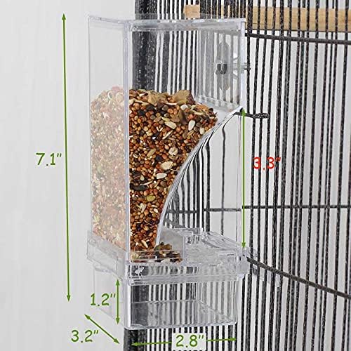 kathson No-Mess Bird Cage Feeder Automatic Parrot Feeders Seeds Contai