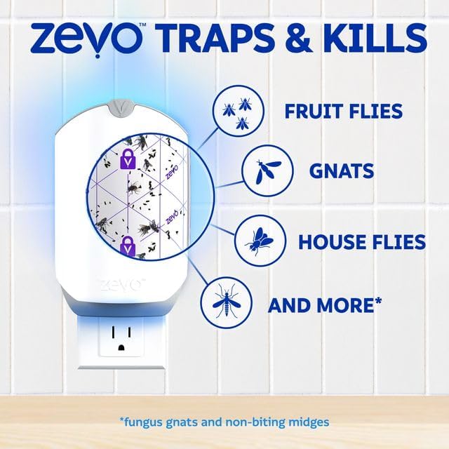 Zevo Flying Insect Trap & Cartridge - Plug in Fly Trap & Indoor Bug Ca