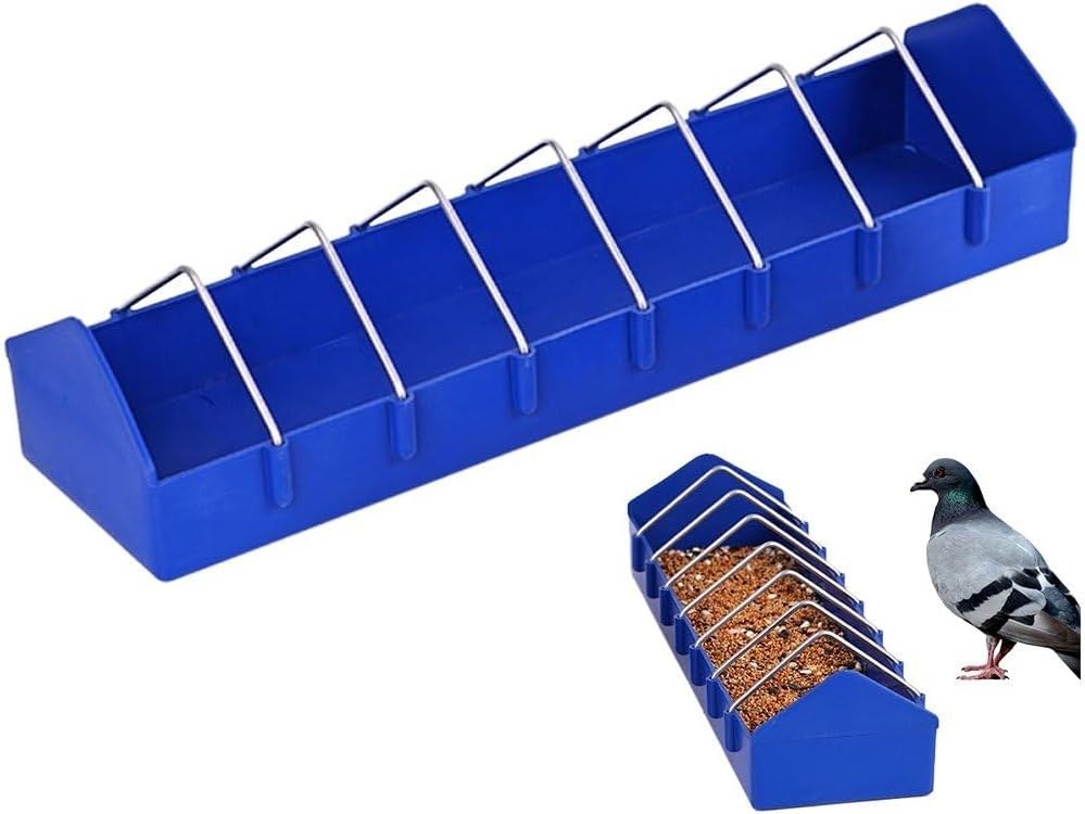 Bird Water Feeder Poultry Feeder 8 Spaces Blue Plastic Stackable Modern Style 10 Pieces
