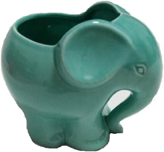 Blue Elephant Succulent Planter with Drainage Hole, Cute Makeup Brush Organizer Toothbrush Holder Pen Pencil Holder for Kids Desk, Elephant Gifts for Women