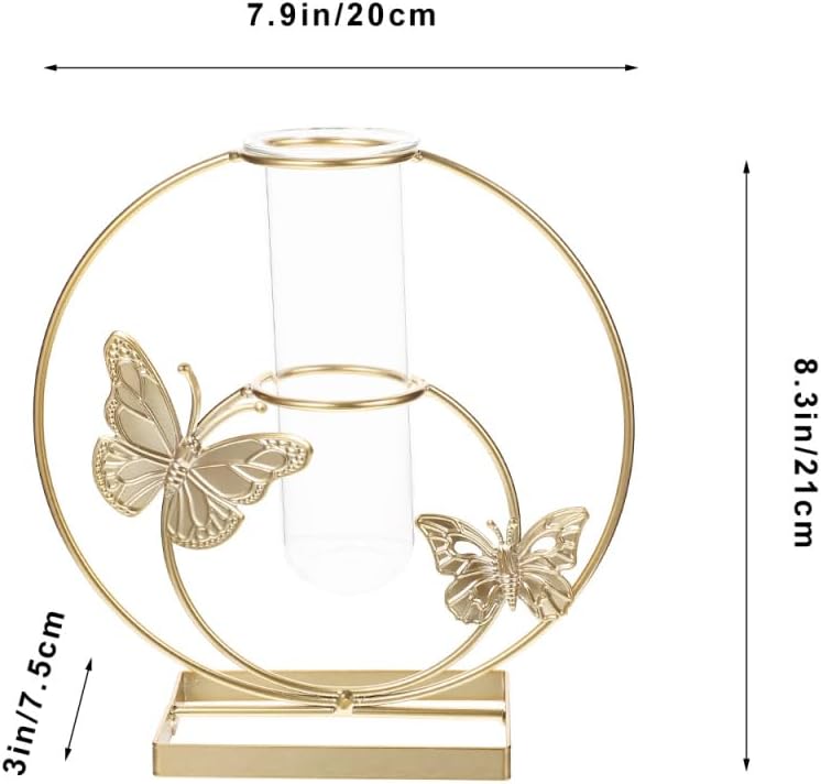 Hydroponic Flower Pot Clear Glass Vase with Butterfly Pattern 8.26X7.87X2.95In Decorative Desktop Planter for Home Wedding Party Centerpiece