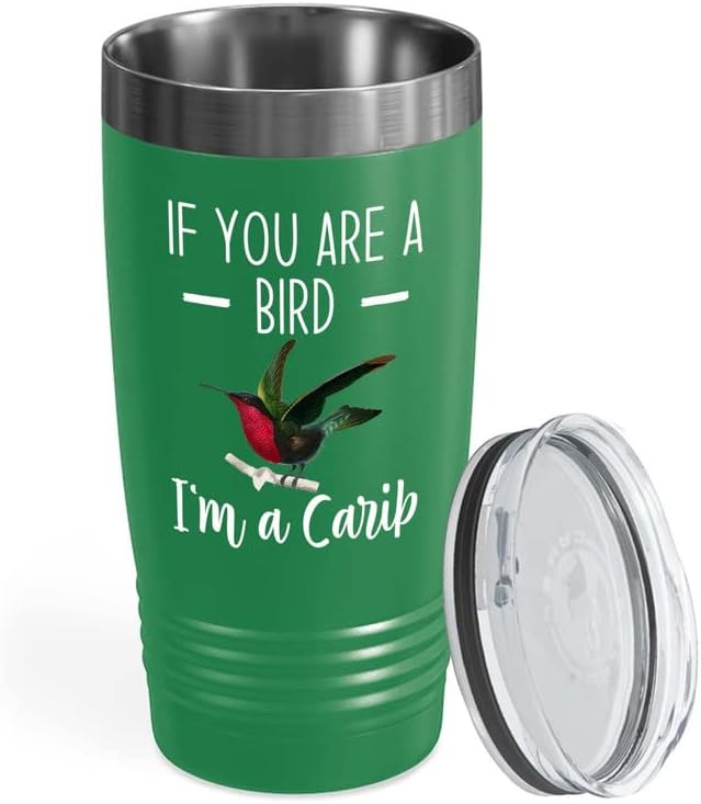 Bird Lover Green Edition Viking Tumbler 20oz - Bird and Carib - Hummingbird Nest Cage Parrot Dad Gardening Outdoor Birdwatcher Feeder