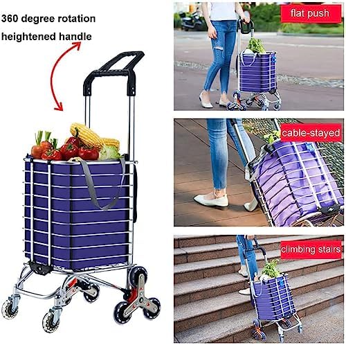 Heavy Duty Collapsible Wagon Cart with 8 Silent Universal Wheels, 360° Rotating Handle, 51KG Load Capacity, Foldable Folding Carts for Outdoor, Gardening, and Stair Climbing