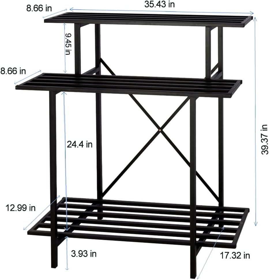 Zhongma 3 Tier Sturdy Plant Stand Space-Saving Heavy Duty Plant Holder