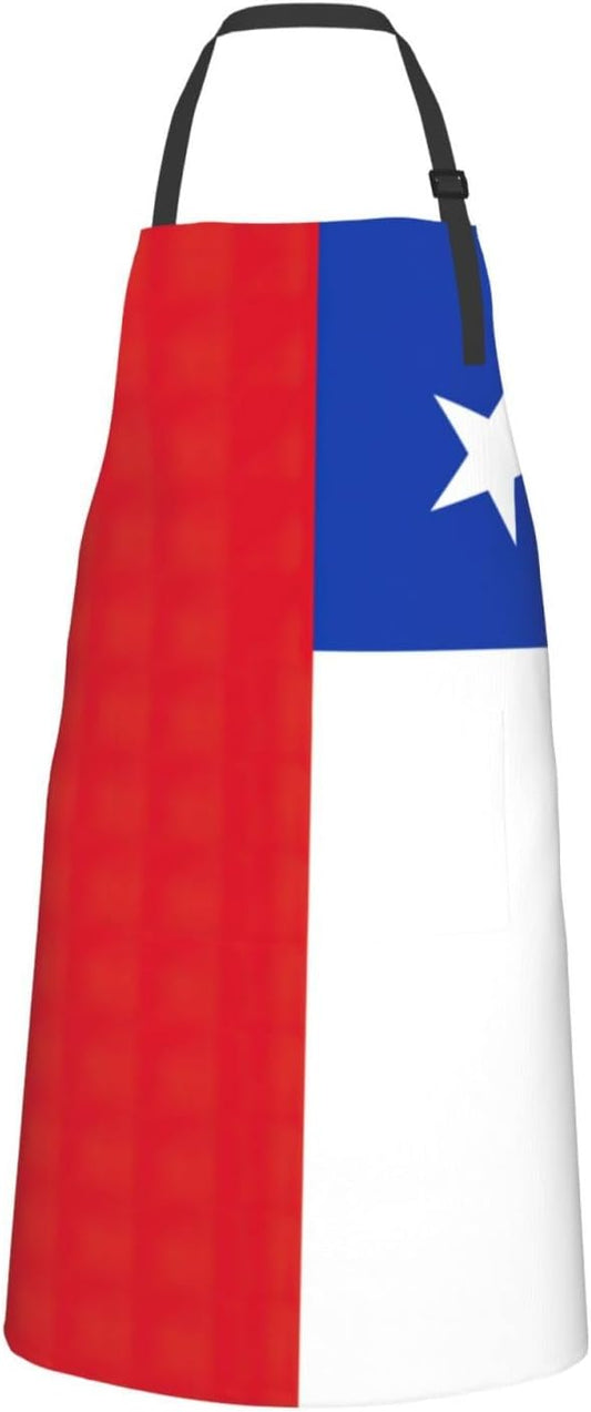 Flag of Chile print Waterproof chef's apron with pocket apron for kitchen cooking baking barbecue and gardening