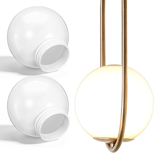Lurrose 3 Pack Acrylic Globe Lamp Shade Replacement 5.90 Inch Round Ba